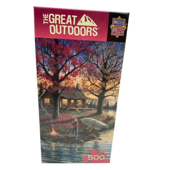 MasterPieces The Great Outdoors 500 Piece Puzzle Lot of 3 Cabin Woods Scenic - Picture 2 of 5